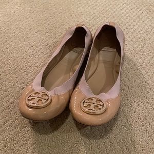 Tory Burch Ballet Flats Tan Patent Leather Size 8
